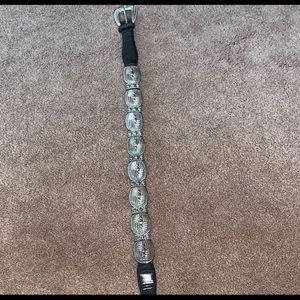 Brighton black/silver leather belt